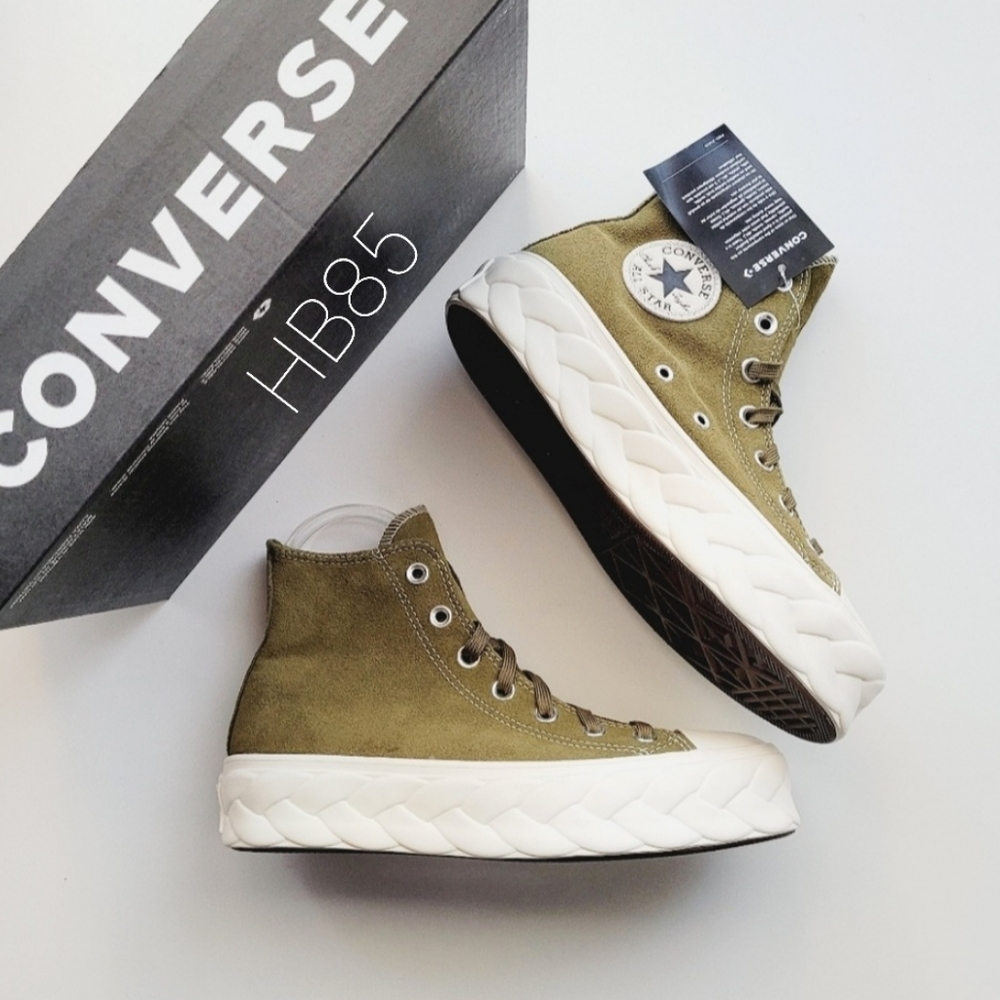 Converse CTAS Lift Cable HI Dark Moss Egret Platform Sneaker Women's 5